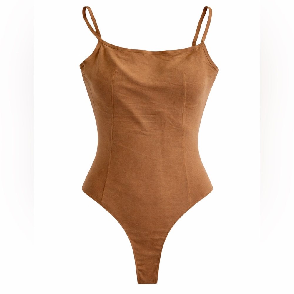SKIMS Sheer Sculpt Low Back Thong Bodysuit Women  Size 3X Honey Beige Brown NEW